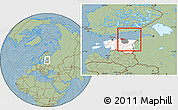 Savanna Style Location Map of Narva, highlighted country, highlighted parent region, hill shading