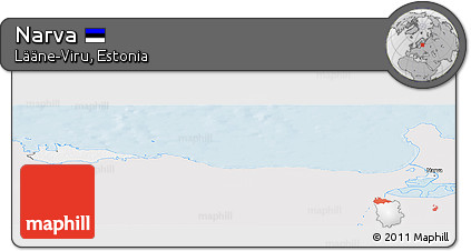 Silver Style Panoramic Map of Narva, single color outside