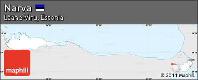 Silver Style Simple Map of Narva, single color outside