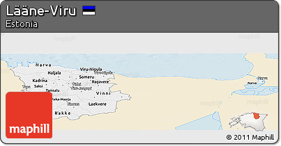 Classic Style Panoramic Map of Lääne-Viru, single color outside