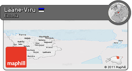 Silver Style Panoramic Map of Lääne-Viru, single color outside