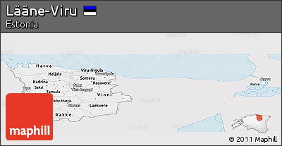 Silver Style Panoramic Map of Lääne-Viru, single color outside