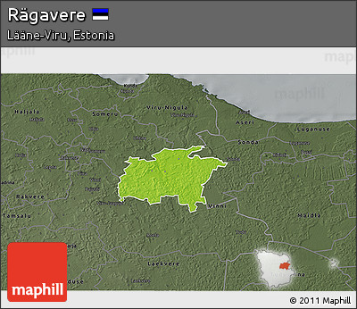 Physical 3D Map of Rägavere, darken, semi-desaturated