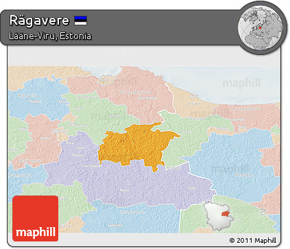 Political 3D Map of Rägavere, lighten