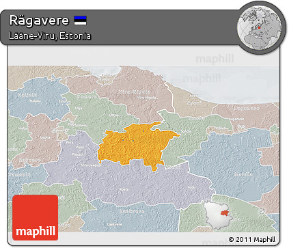 Political 3D Map of Rägavere, lighten, semi-desaturated