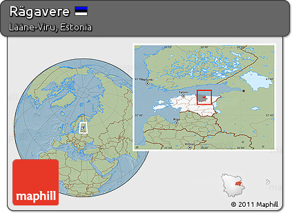 Savanna Style Location Map of Rägavere, highlighted country, highlighted parent region, hill shading
