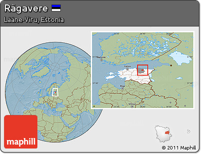 Savanna Style Location Map of Rägavere, highlighted country, highlighted parent region, hill shading