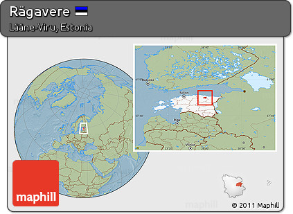 Savanna Style Location Map of Rägavere, highlighted country, hill shading