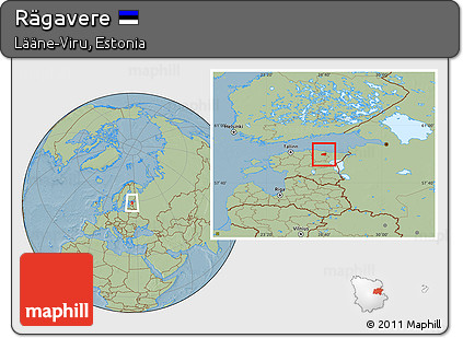 Savanna Style Location Map of Rägavere, hill shading