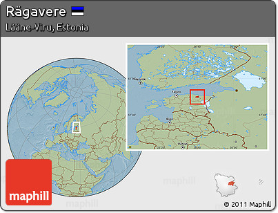 Savanna Style Location Map of Rägavere, hill shading