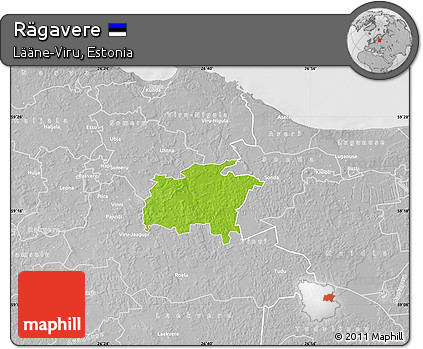 Physical Map of Rägavere, lighten, desaturated