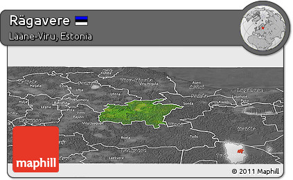 Satellite Panoramic Map of Rägavere, desaturated