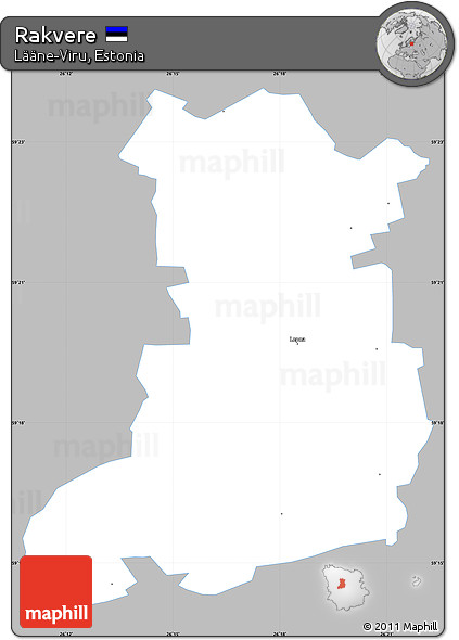 Gray Simple Map of Rakvere, single color outside
