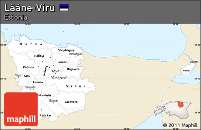 Classic Style Simple Map of Lääne-Viru, single color outside