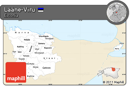 Classic Style Simple Map of Lääne-Viru, single color outside