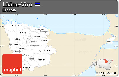 Classic Style Simple Map of Lääne-Viru, single color outside