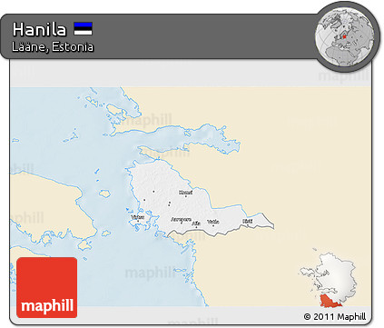 Classic Style 3D Map of Hanila, single color outside