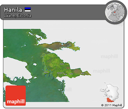Satellite 3D Map of Hanila, single color outside