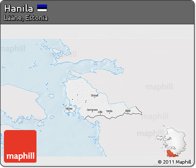 Silver Style 3D Map of Hanila, single color outside