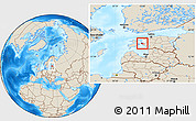 Shaded Relief Location Map of Hanila, highlighted parent region