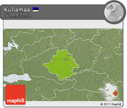 Physical 3D Map of Kullamaa, semi-desaturated