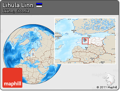Shaded Relief Location Map of Lihula Linn, highlighted country, highlighted parent region