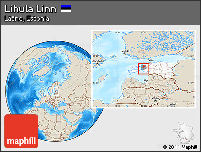 Shaded Relief Location Map of Lihula Linn, highlighted country, highlighted parent region