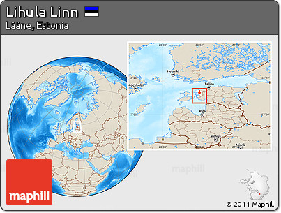 Shaded Relief Location Map of Lihula Linn, highlighted parent region