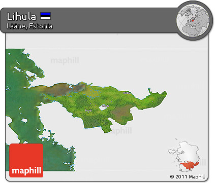 Satellite 3D Map of Lihula, single color outside
