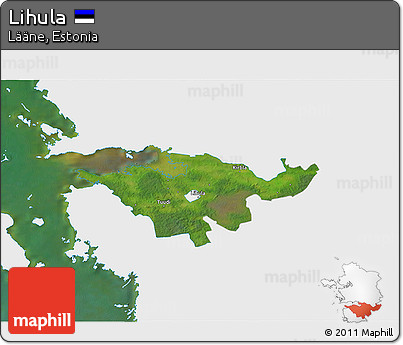 Satellite 3D Map of Lihula, single color outside