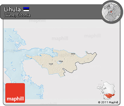 Shaded Relief 3D Map of Lihula, single color outside