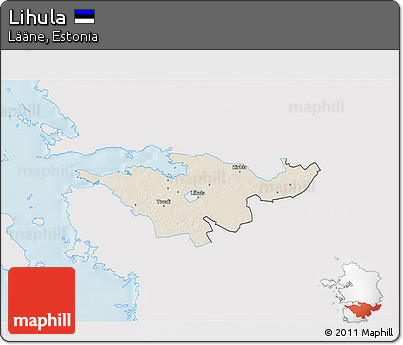 Shaded Relief 3D Map of Lihula, single color outside