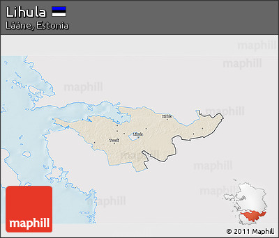 Shaded Relief 3D Map of Lihula, single color outside