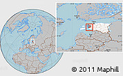 Gray Location Map of Lihula, highlighted country, highlighted parent region, hill shading