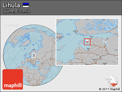 Gray Location Map of Lihula, highlighted parent region, hill shading
