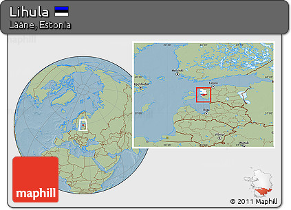 Savanna Style Location Map of Lihula, highlighted parent region, hill shading