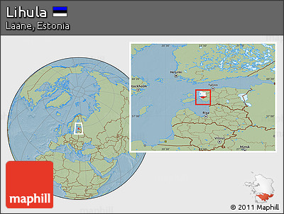 Savanna Style Location Map of Lihula, highlighted parent region, hill shading