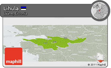 Physical Panoramic Map of Lihula, lighten, semi-desaturated