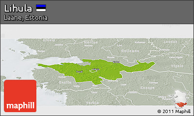 Physical Panoramic Map of Lihula, lighten, semi-desaturated