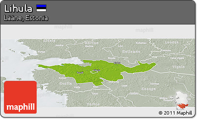 Physical Panoramic Map of Lihula, lighten, semi-desaturated