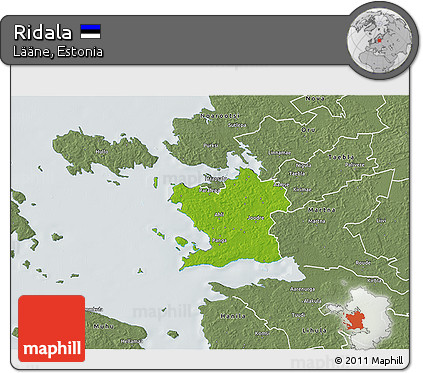 Physical 3D Map of Ridala, semi-desaturated