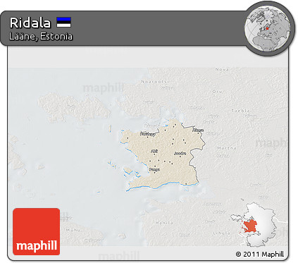Shaded Relief 3D Map of Ridala, lighten, semi-desaturated