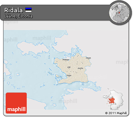 Shaded Relief 3D Map of Ridala, single color outside