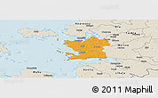 Political Panoramic Map of Ridala, shaded relief outside