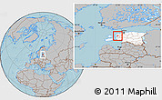 Gray Location Map of Taebla, highlighted country, hill shading