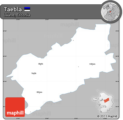 Gray Simple Map of Taebla, single color outside