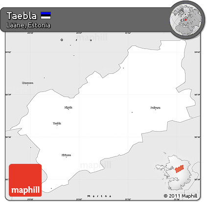 Silver Style Simple Map of Taebla