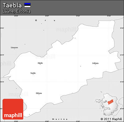 Silver Style Simple Map of Taebla