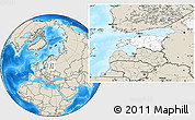 Blank Location Map of Estonia, shaded relief outside
