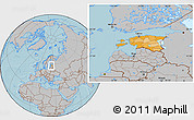 Political Location Map of Estonia, gray outside, hill shading